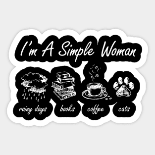 I'm A Simple Woman Books Coffee Cats Sticker